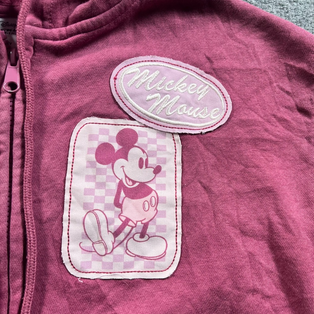 Disney Mickey & Friends Hoodie Womens XS Pink Patchwork Fleece Full Zip Hooded - Picture 4 of 13